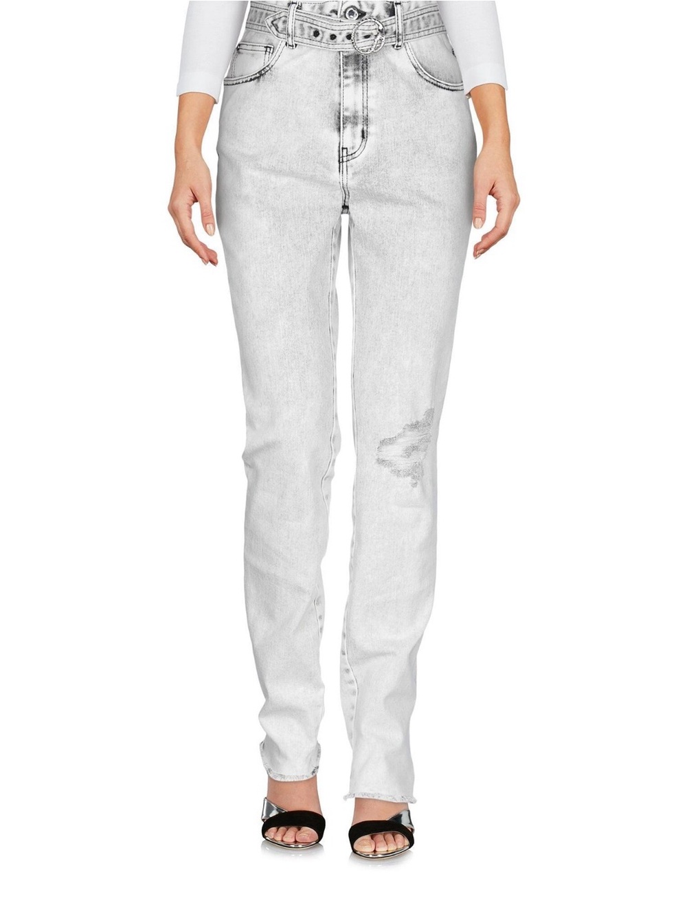 Just CAVALLI Distressed Light Gray Women's Jeans